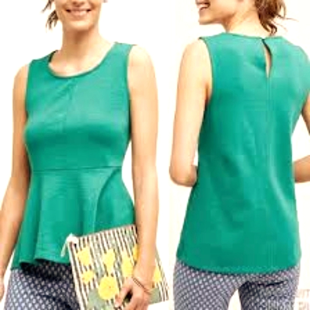 Deletta - Anthropologie Green Peplum Top - Size S